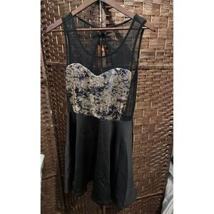 Point Black‎ Sequin Mini Dress Sleeveless Mesh Party Night Out Women's